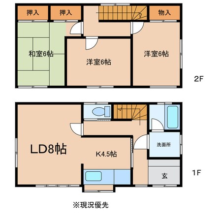 中島４丁目３LDK借家S62の物件間取画像